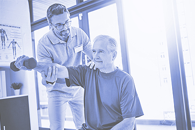 A patient with a clinical member of staff