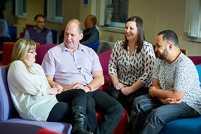 A group of people chatting